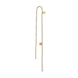 Dangling Petit Coin And Stone Earring Forgyldt 1pc | White Pearl Fra Stine A