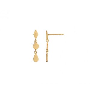 Dangling Petit Silhouettes - Gold W/harlekin, Coin And Teardrop 1pc | Forgyldt Fra Stine A