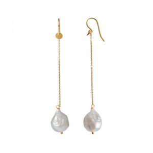 Dangling White Pearl With Long Chain Earring 1pc | Forgyldt Fra Stine A