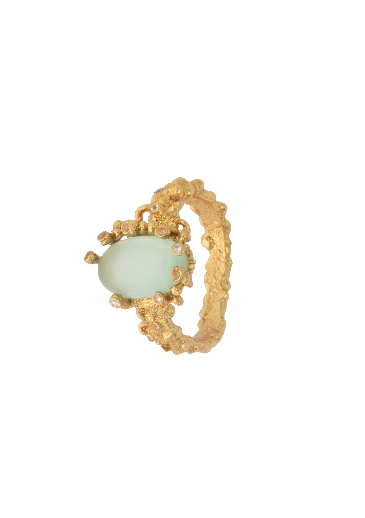 Delusive truth ring - chalcedony, forgyldt