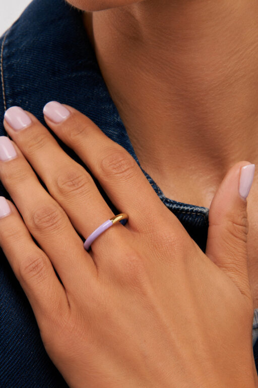 Double Color ring - forgyldt/lilla