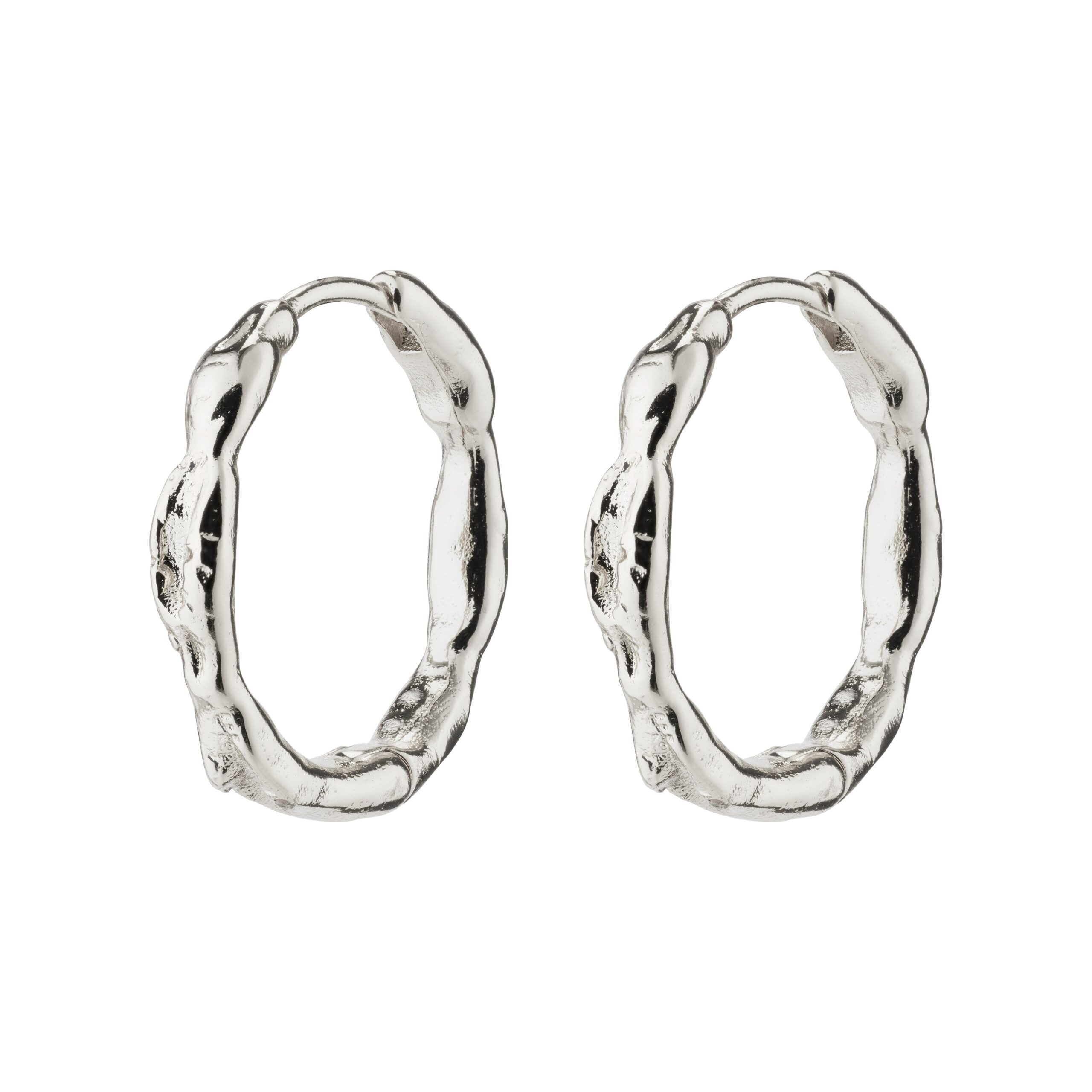 Eddy Organic Shaped hoops, mellem - sølvbelagt