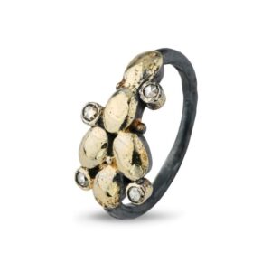 Elisabeth Sterling Sølv Ring fra By Birdie med 18 Karat Guld og Diamanter 0,20 Carat