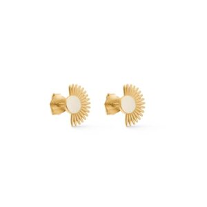 Enamel Stud Soleil Daisy øreringe - Guld