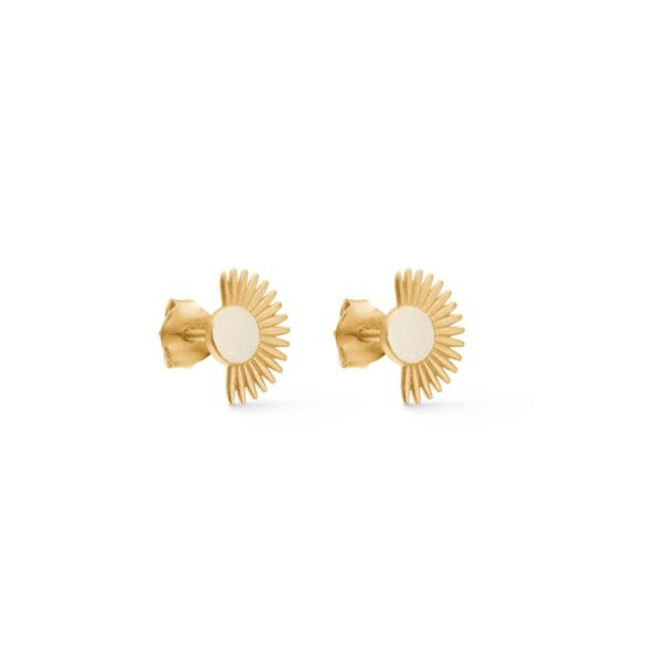 Enamel Stud Soleil Daisy øreringe - Guld