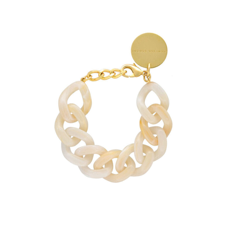 Flat Chain armbånd - Pearl Marble
