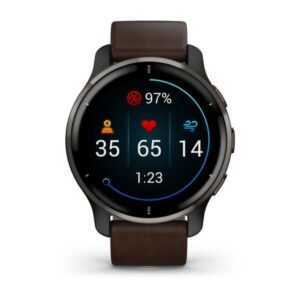 GARMIN - Venu 2 Plus, GPS, Black + Slate Leather smartwatch