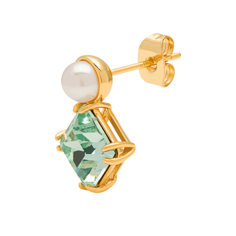 Gala The Square ørestik - forgyldt/grøn