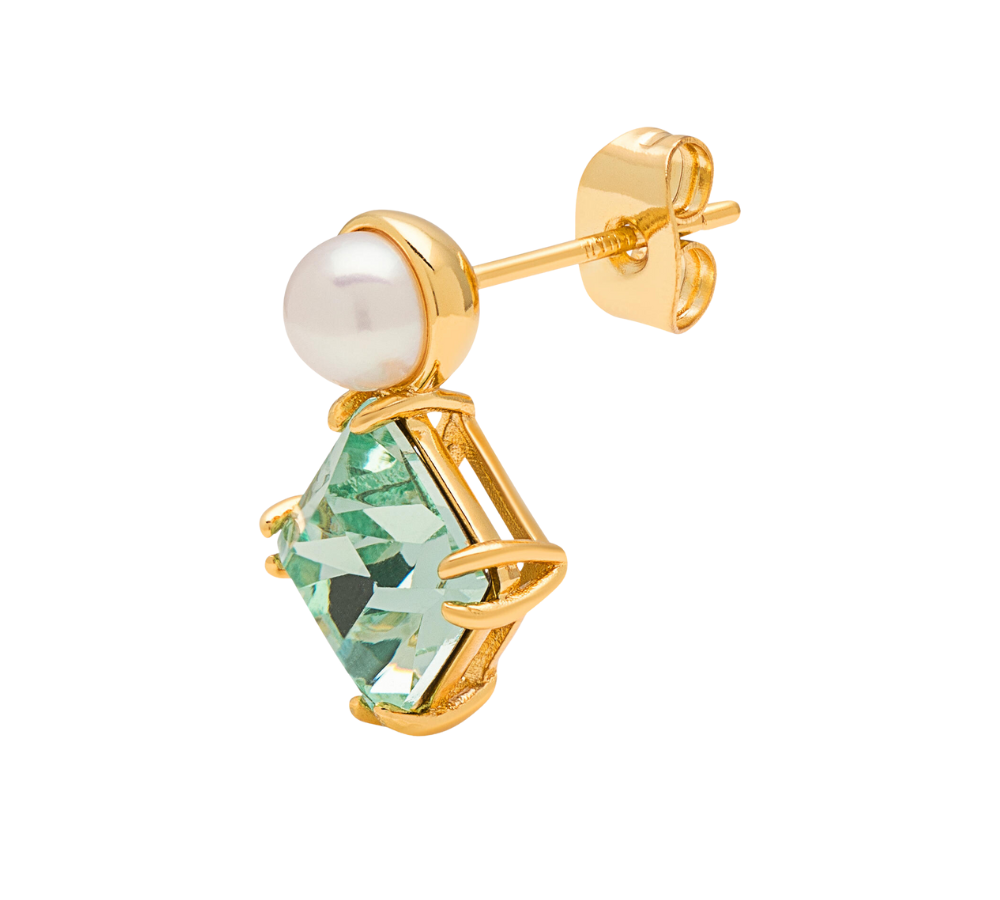 Gala The Square ørestik - forgyldt/grøn