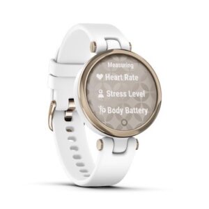 Garmin - Lily Sport Edition, GPS Smart watch i lys guld tone og hvid silikone rem