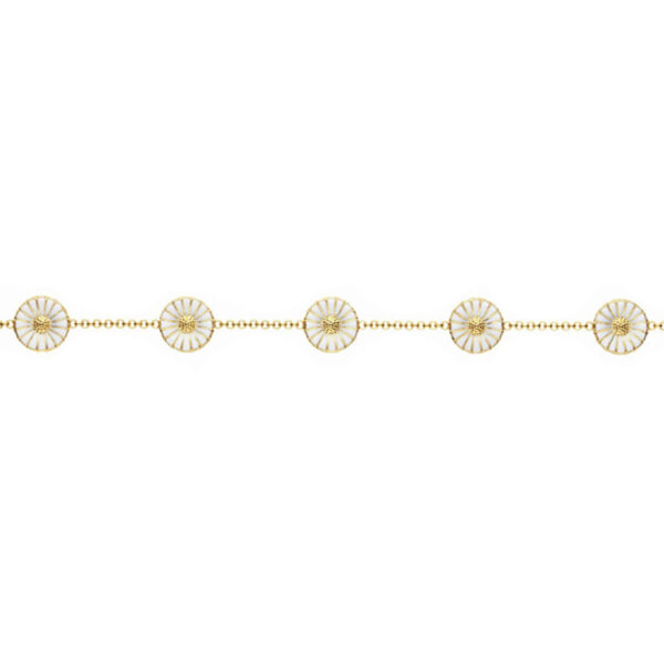 Georg Jensen Daisy Marguerit armbånd, forgyldt med hvid emalje, Ø11mm