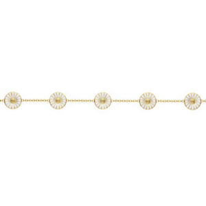 Georg Jensen Daisy Marguerit armbånd, forgyldt med hvid emalje, Ø11mm