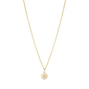 Georg Jensen Daisy vedhæng i forgyldt med hvid emalje - Ø11 mm