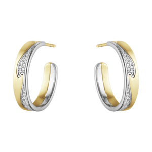 Georg Jensen Fusion Øreringe i 18 Karat Guld med Hvidguld og Diamanter 0,21 Carat TW/VS