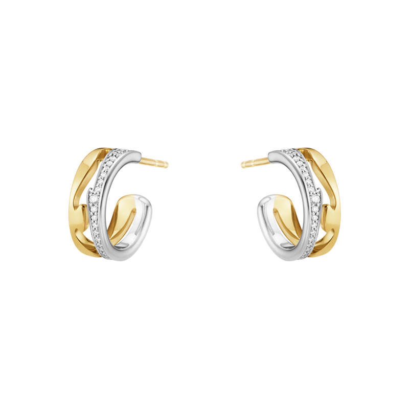 Georg Jensen Fusion Open ørering 1638 rødguld og hvidguld med brillanter