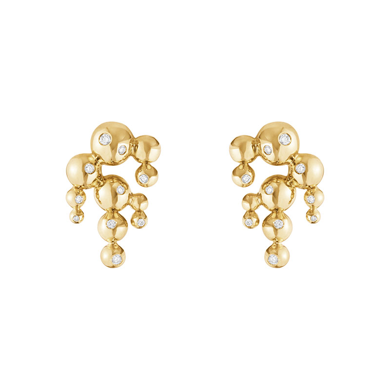 Georg Jensen Moonlight Grapes chandelier øreringe 1551J i 18 kt. guld 0.13 ct