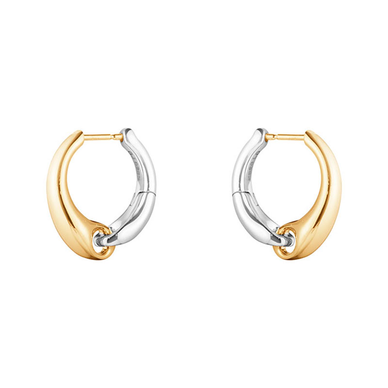 Georg Jensen Reflect stor ørering 652B i sølv og 18 kt guld