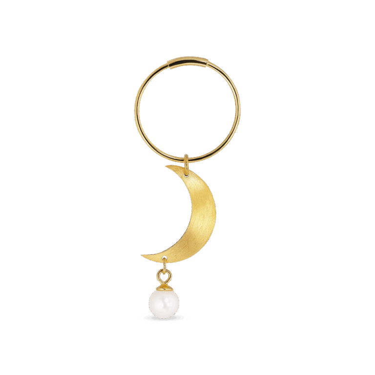 Half Moon With Pearl creol - forgyldt