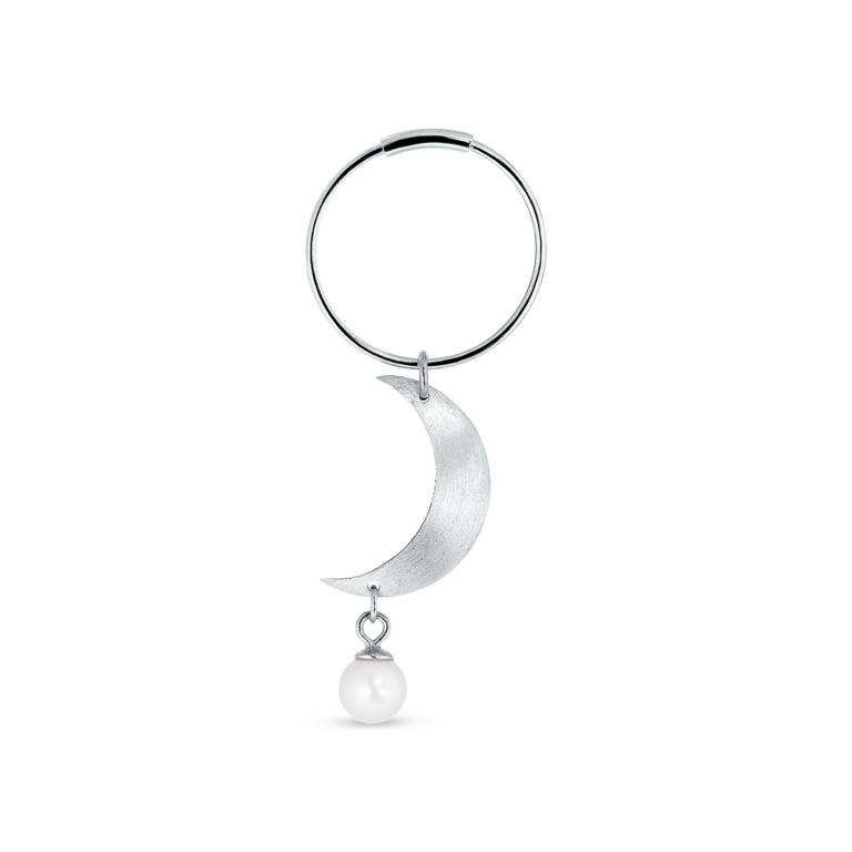 Half Moon With Pearl creol - sølv