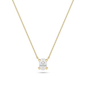 Halskæde Grace Ovale Solitaire - 14 kt guld el. hvidguld 0.75 ct TW G-H VS lab-grown diamant