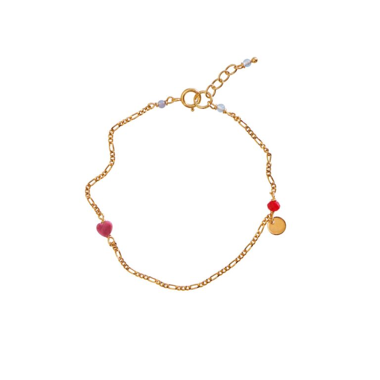 Harlequin Pink Heart armbånd - forgyldt