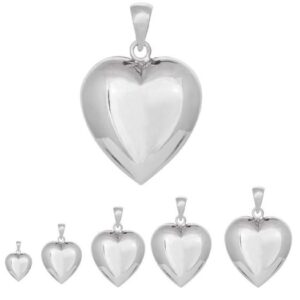 Hjerte vedhæng i sølv - 5 størrelser