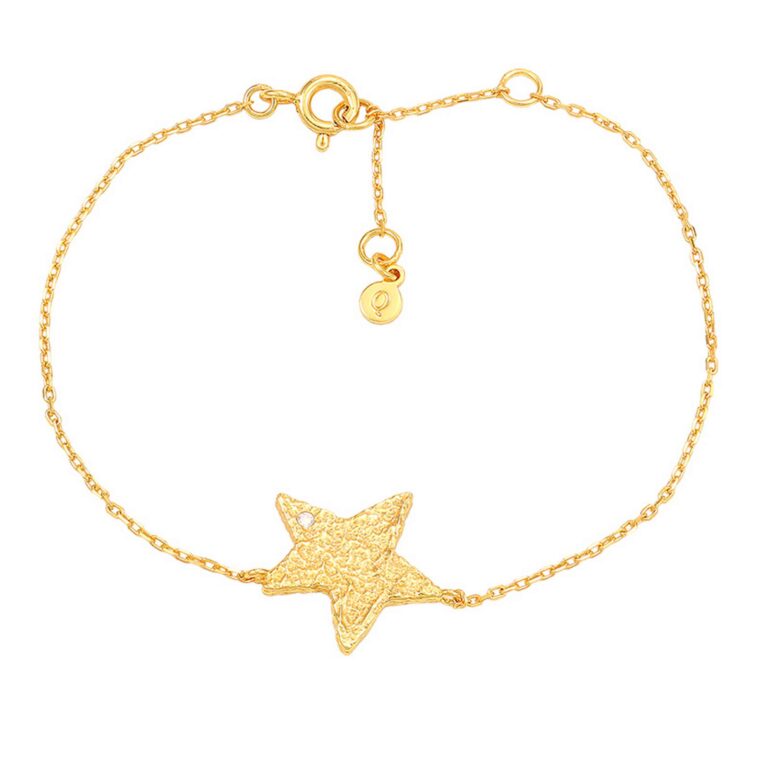 Hultquist Astra Forgylt Sølv Med Stjernevedhæng Justerbare Længde Armbånd