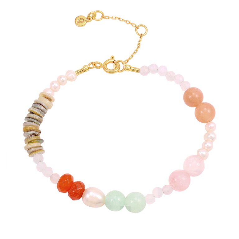 Hultquist Catalina Armbånd i forgyldt sølv med hvide perler og mix af sten | Smykke