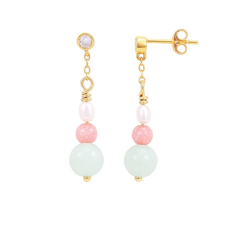 Hultquist Catalina små øreringe i forgyldt med perler og mix sten