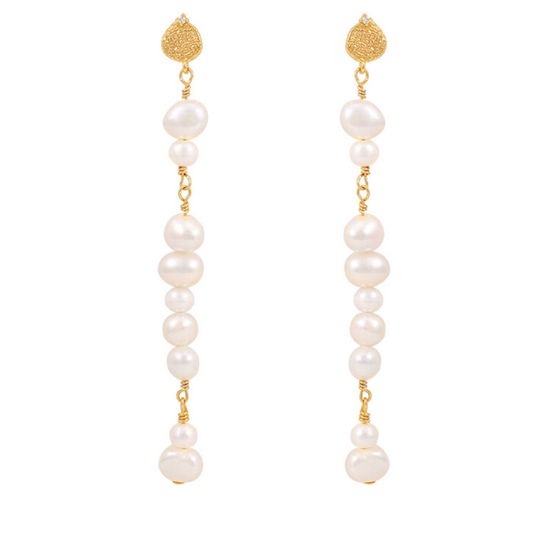 Hultquist Josephine lange øreringe i forgyldt med perler