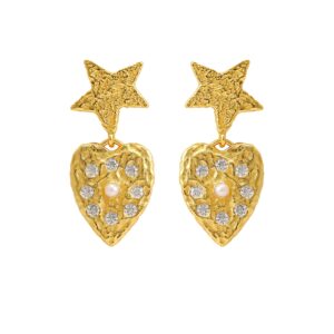 Hultquist Lucia stjerne øreringe i forgyldt med hjertevedhæng