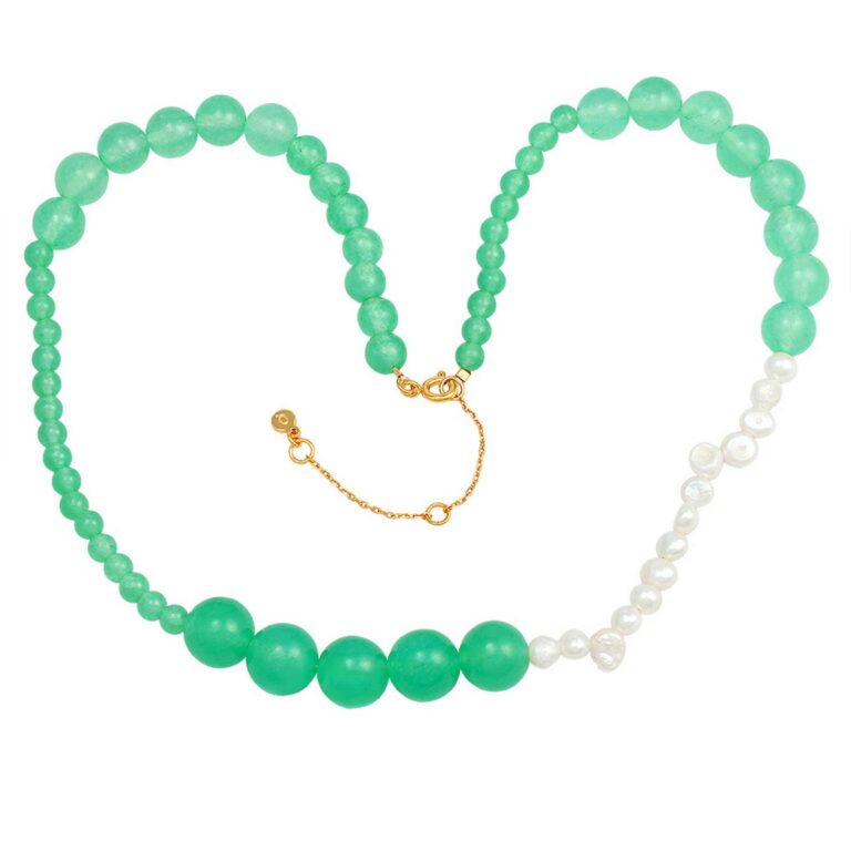 Hultquist Mia halskæde i forgyldt med perler og grønne sten
