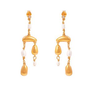 Hultquist Pebble grande øreringe i forgyldt