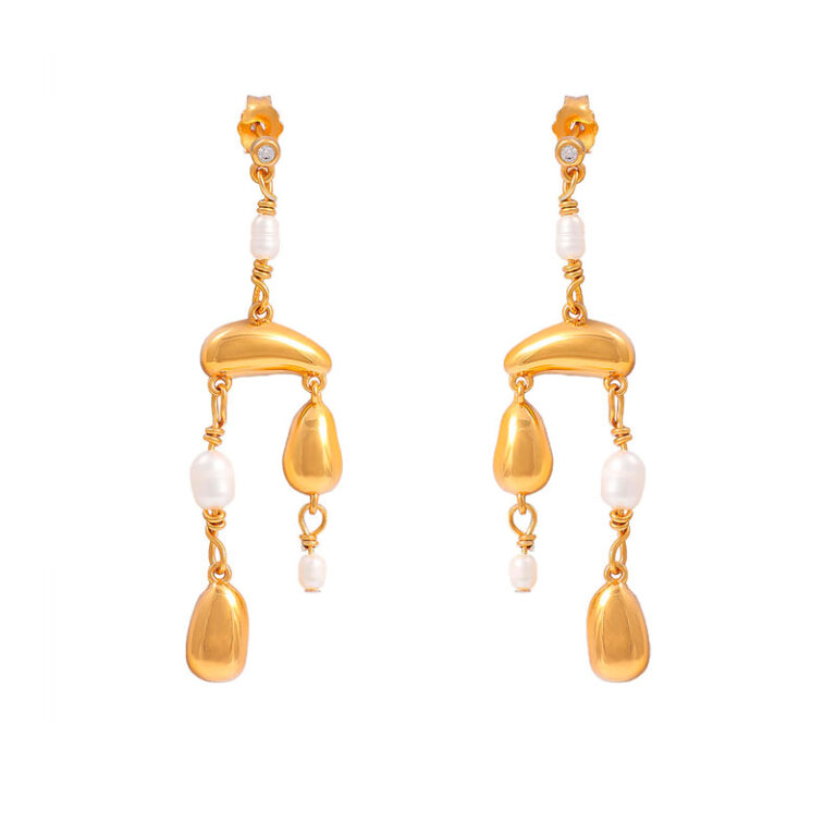 Hultquist Pebble grande øreringe i forgyldt