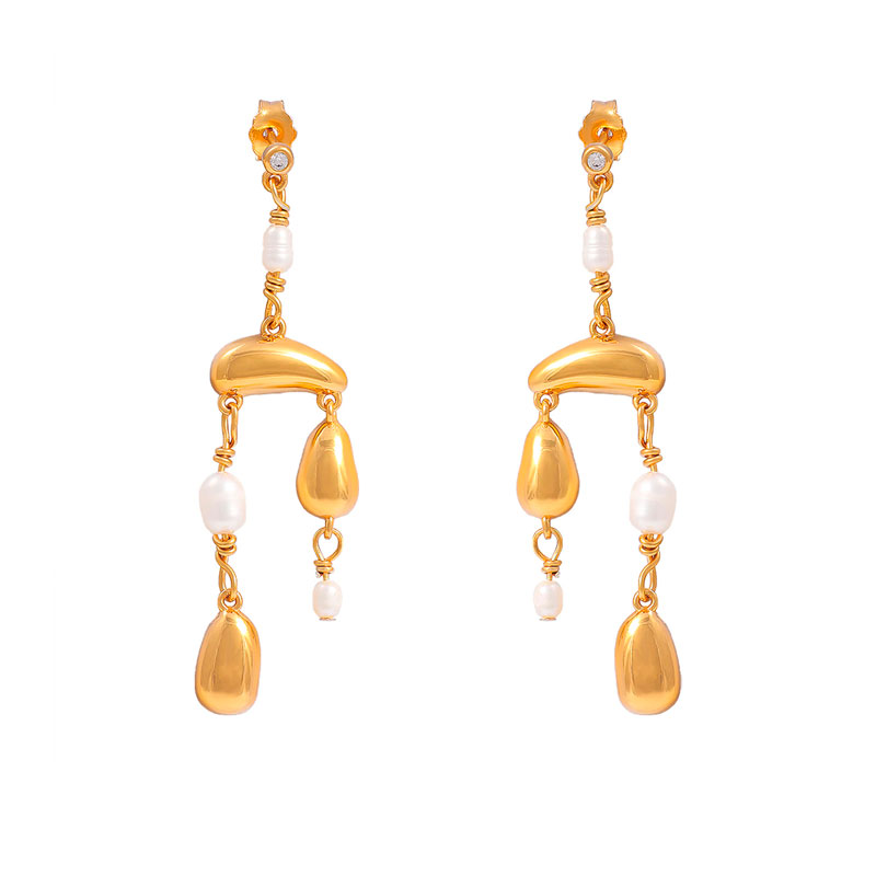 Hultquist Pebble grande øreringe i forgyldt