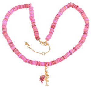 Hultquist Pink flamingo halskæde i forgyldt
