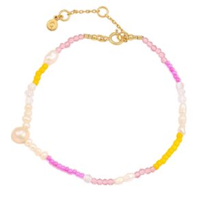 Hultquist Pink rainbow armbånd i forgyldt