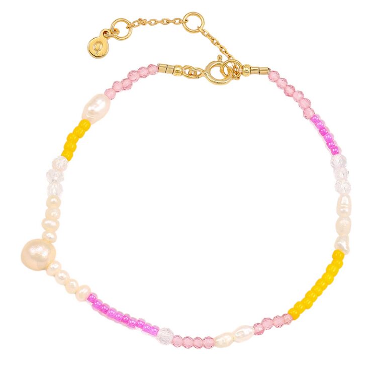 Hultquist Pink rainbow armbånd i forgyldt