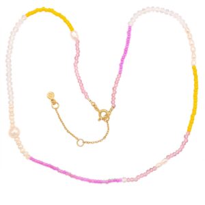 Hultquist Pink rainbow halskæde i forgyldt
