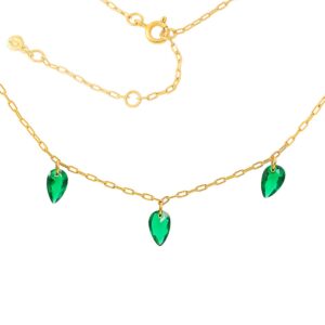 Hultquist Remi halskæde i forgyldt med grønne krystaller