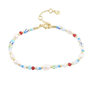 Hultquist Zoe armbånd, multi blå + hvide perler
