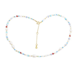 Hultquist Zoe halskæde, multi blå + hvide perler