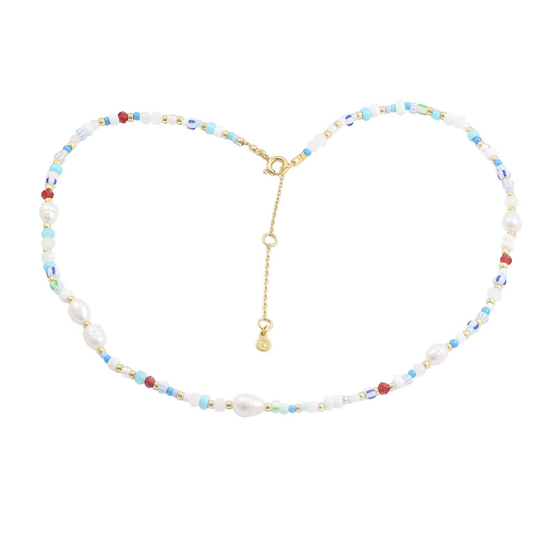 Hultquist Zoe halskæde, multi blå + hvide perler