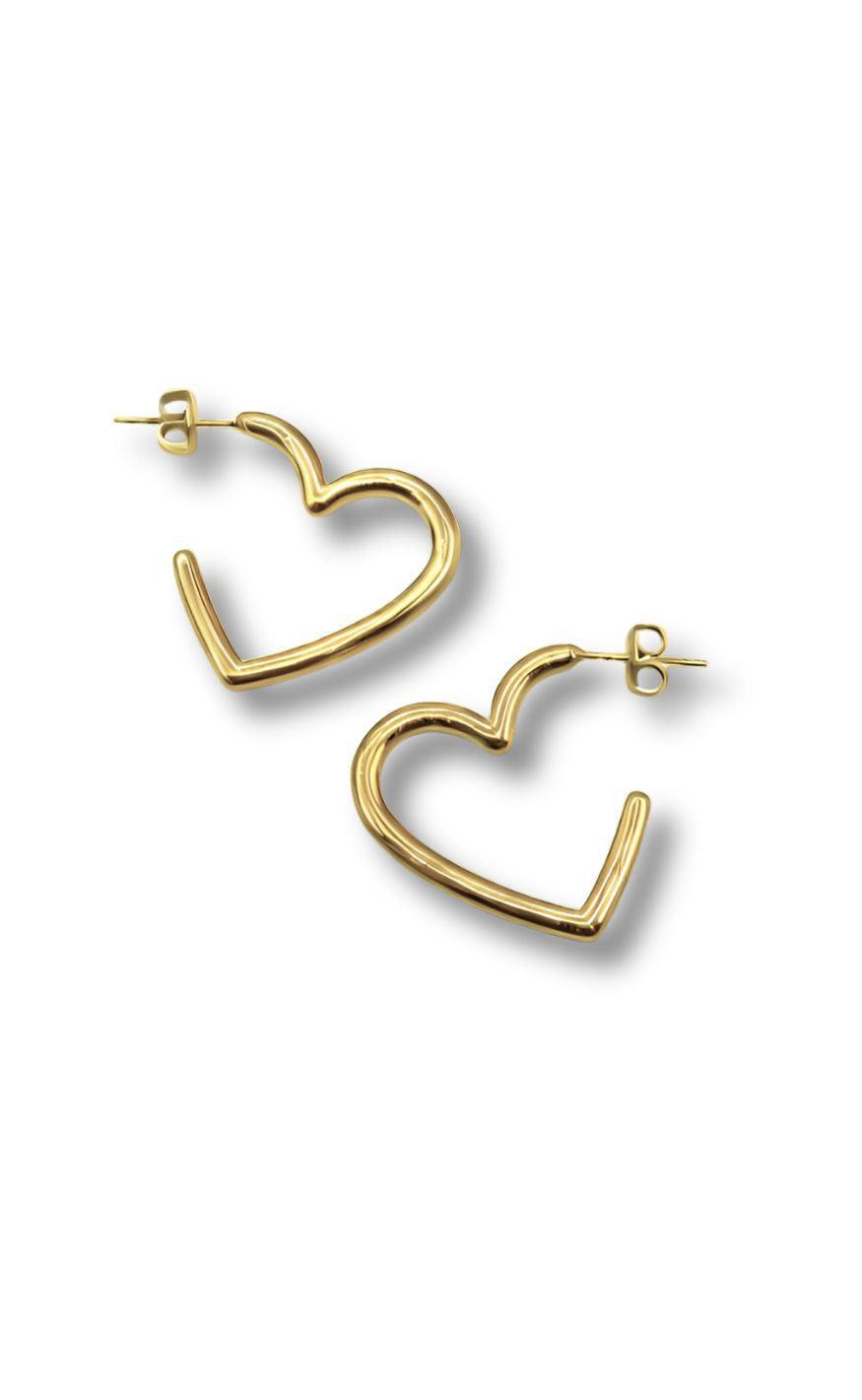 *IKKE AKTIVER* Smykkeli Copenhagen Øreringe - Hisa heart - Gold Colour