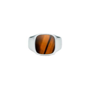 IX Cushion Signet Tiger Eye ring - sølv