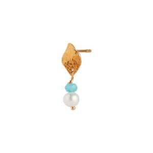 Ile De L'amour With Pearl And Light Blue Topaz Earring 1 Pc | Forgyldt Fra Stine A