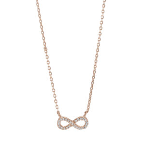 Joanli Agna rosaforgyldt halskæde med uendelighedstegn, 42+3 cm kæde
