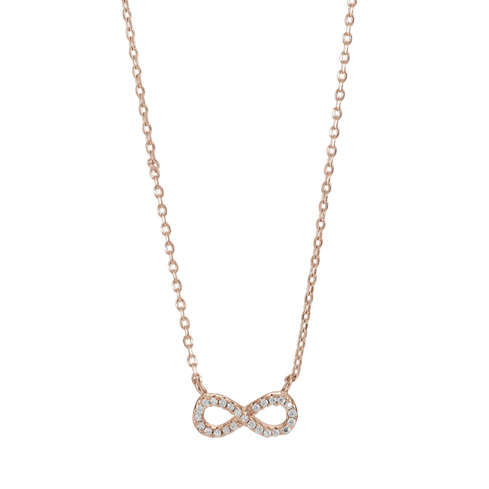 Joanli Agna rosaforgyldt halskæde med uendelighedstegn, 42+3 cm kæde