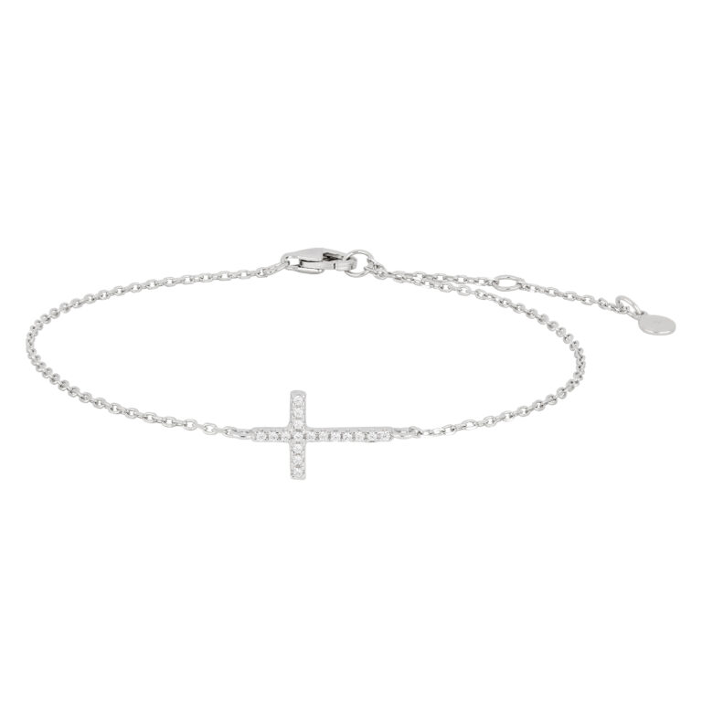 Joanli AlaineNor sølv armbånd med kors, 17+3 cm kæde