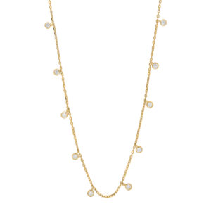 Joanli Gianor halskæde i forgyldt med klare zirkoner